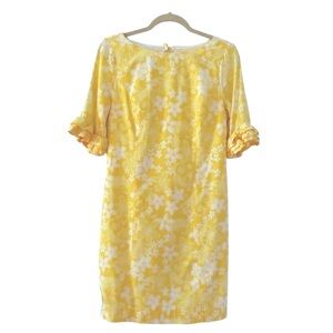 Lilly Pulitzer Linen Yellow Floral Ruffle Dress 6